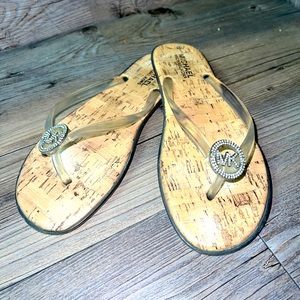 Michael Kors Women's Jelly T Strap Logo Clear Flip Flop Sandals Size 5